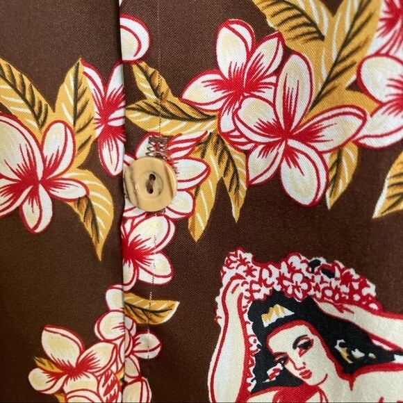 SUNDEK Sexy Hula Girls Surfing Shirt Brown Red Gold Mens Medium - Picture 12 of 14